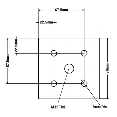 32-9090M12S-1SS MODULAR SOLUTIONS MOUNTING PLATE 90 X 90 M12 THREADED THRU HOLE